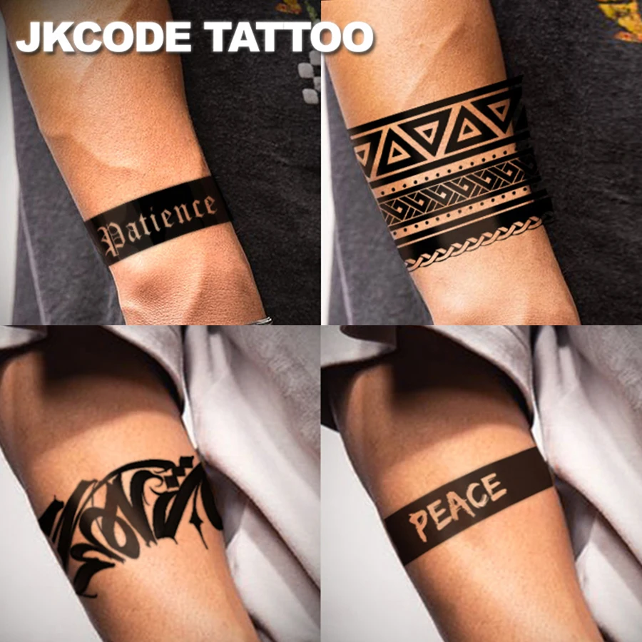 

Arm Tattoo Sticker, Dark Viking Symbol Design, Unisex Couple Style Geometric Pattern Long Strip Temporary Tattoos