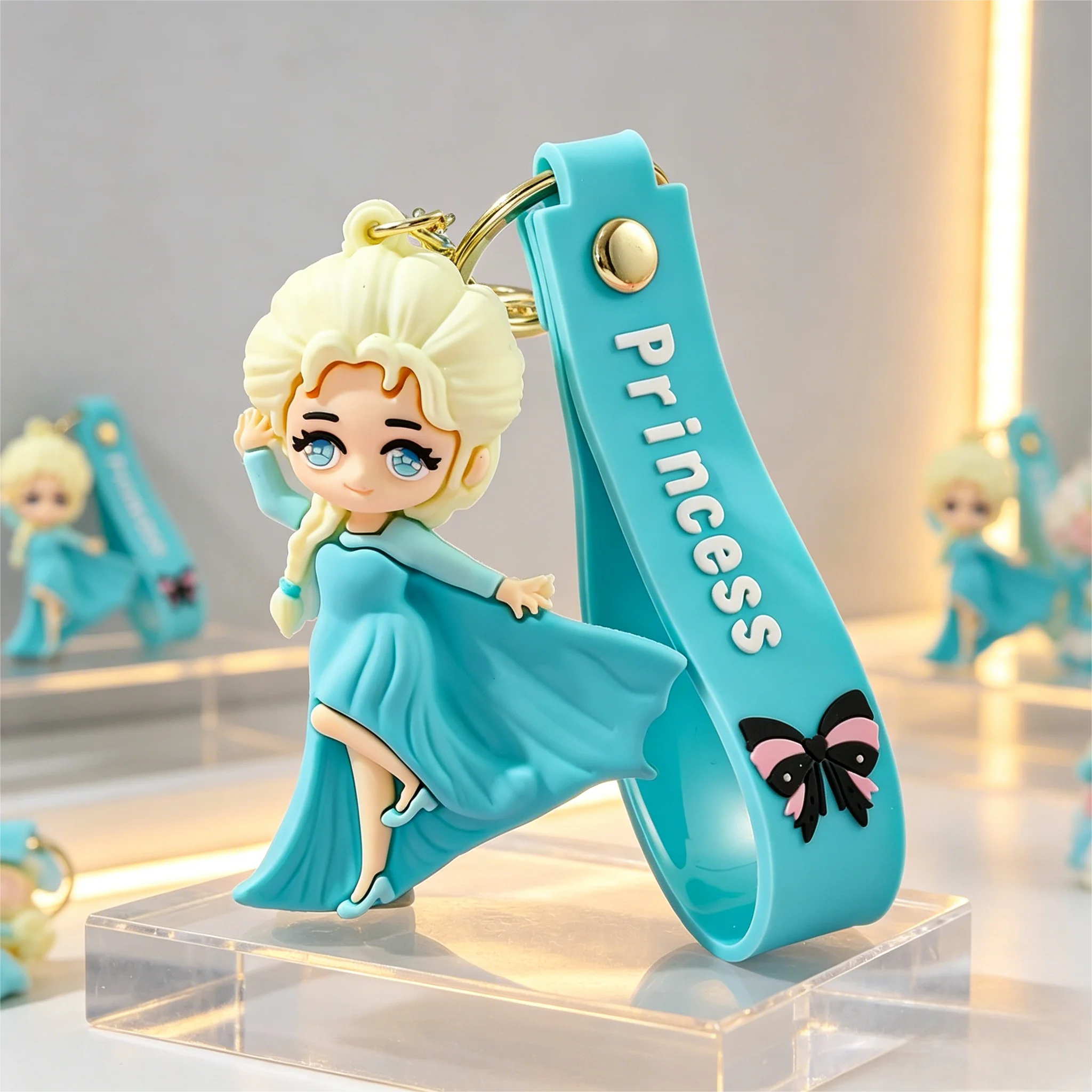 Llavero de Muñeca de Princesa Disney, Colgante de Dibujos Animados de Sirena, Blancanieves y Alicia, Adorno Lindo para Mochila, Juguete Infantil, Regalo para Fans, Venta al por Mayor
