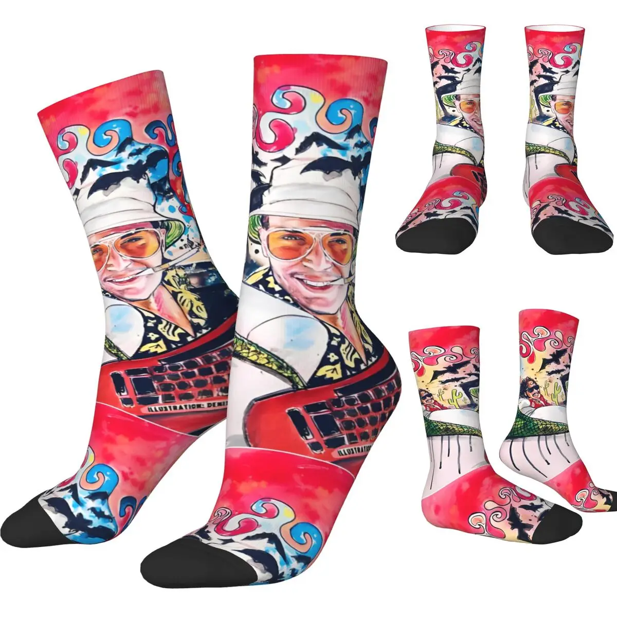 Fear And Loathing In Las Vegas Socks Kawaii Stockings Men Comfortable Climbing Socks Autumn Design Anti Sweat Socks