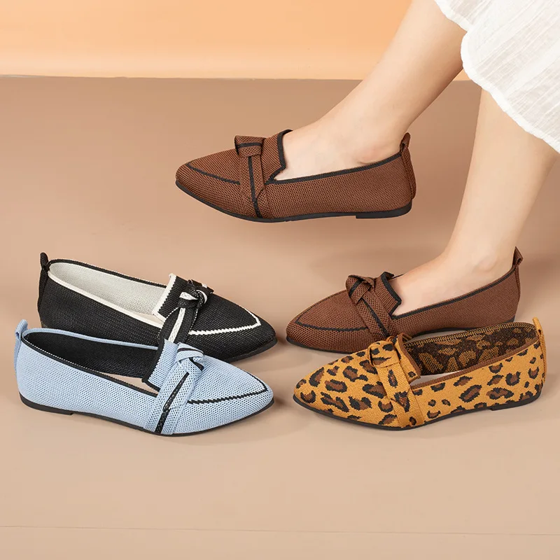 Damen-Flats 2026 Neue Gestrickte Slipper Atmungsaktive Bequeme Einfarbige Schuhe Lässige Spitzzehen-Wanderschuhe Sneakers für Damen – Detail 5