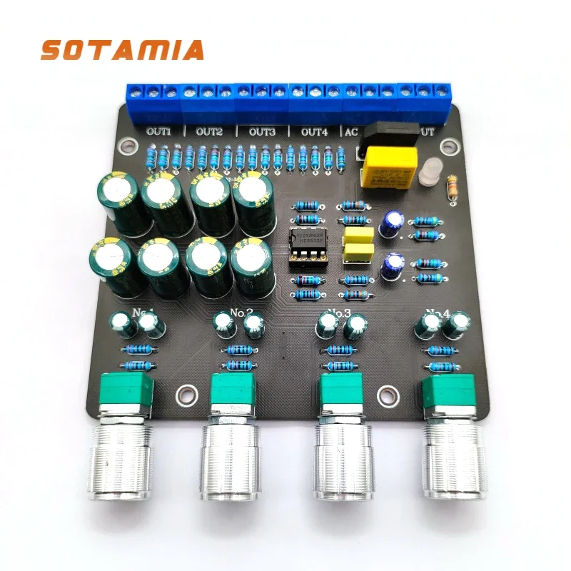 

SOTAMIA Hifi Amplifier Preamp Splitter NE5532 OP Amp 1 Input 4 Out Amplificador Home Audio Preamplifier AC12V Dual Power Supply