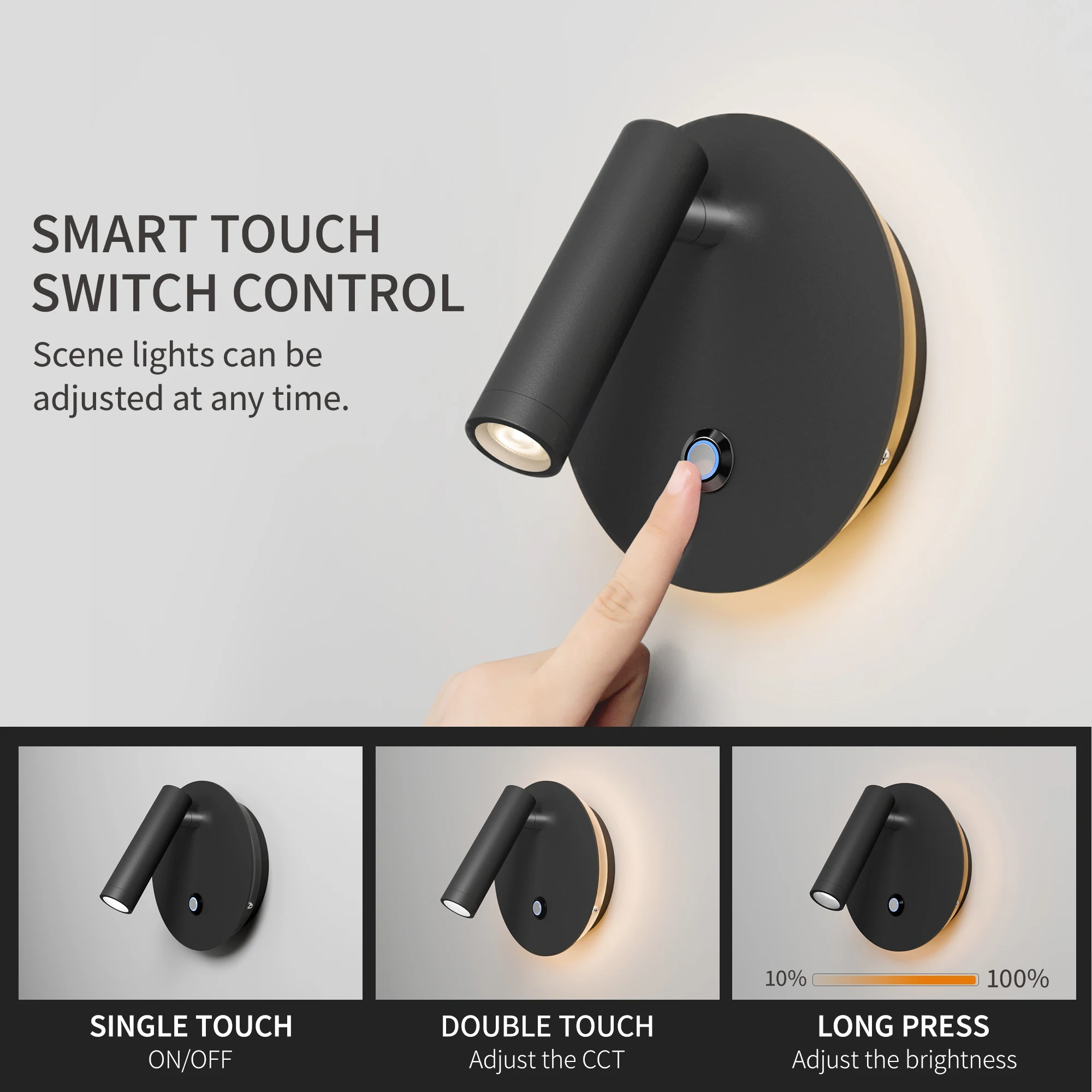 Aisilan LED Wall Lamp 6W with Switch Anti-glare Reading Minimalist Wall Light Hallway Living Room Background Bedside