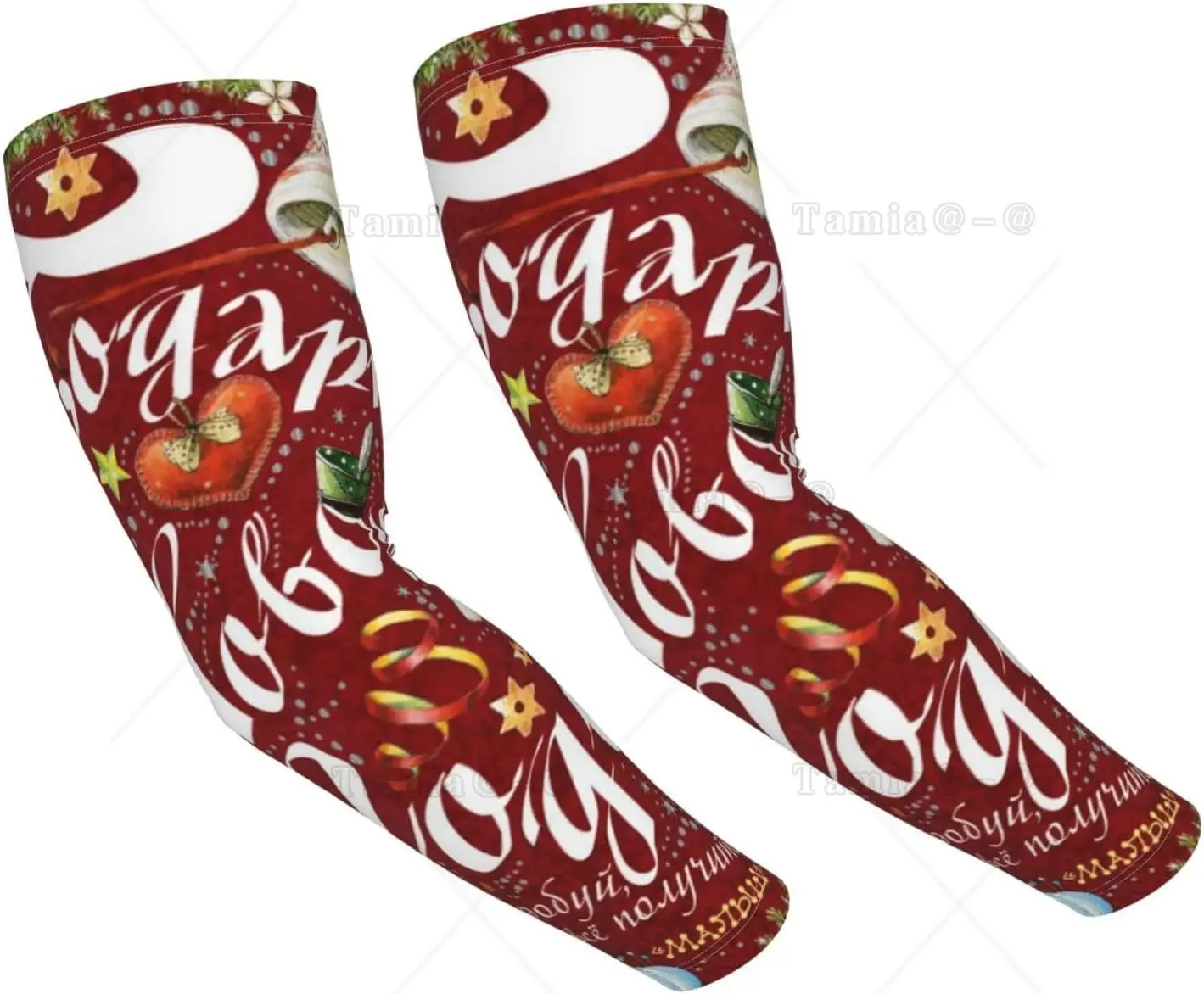 Christmas Red And Black Plaid Snowflakes Arm Sleeves Uv Protection Sun Unisex Sport Ice Silk Sleeves