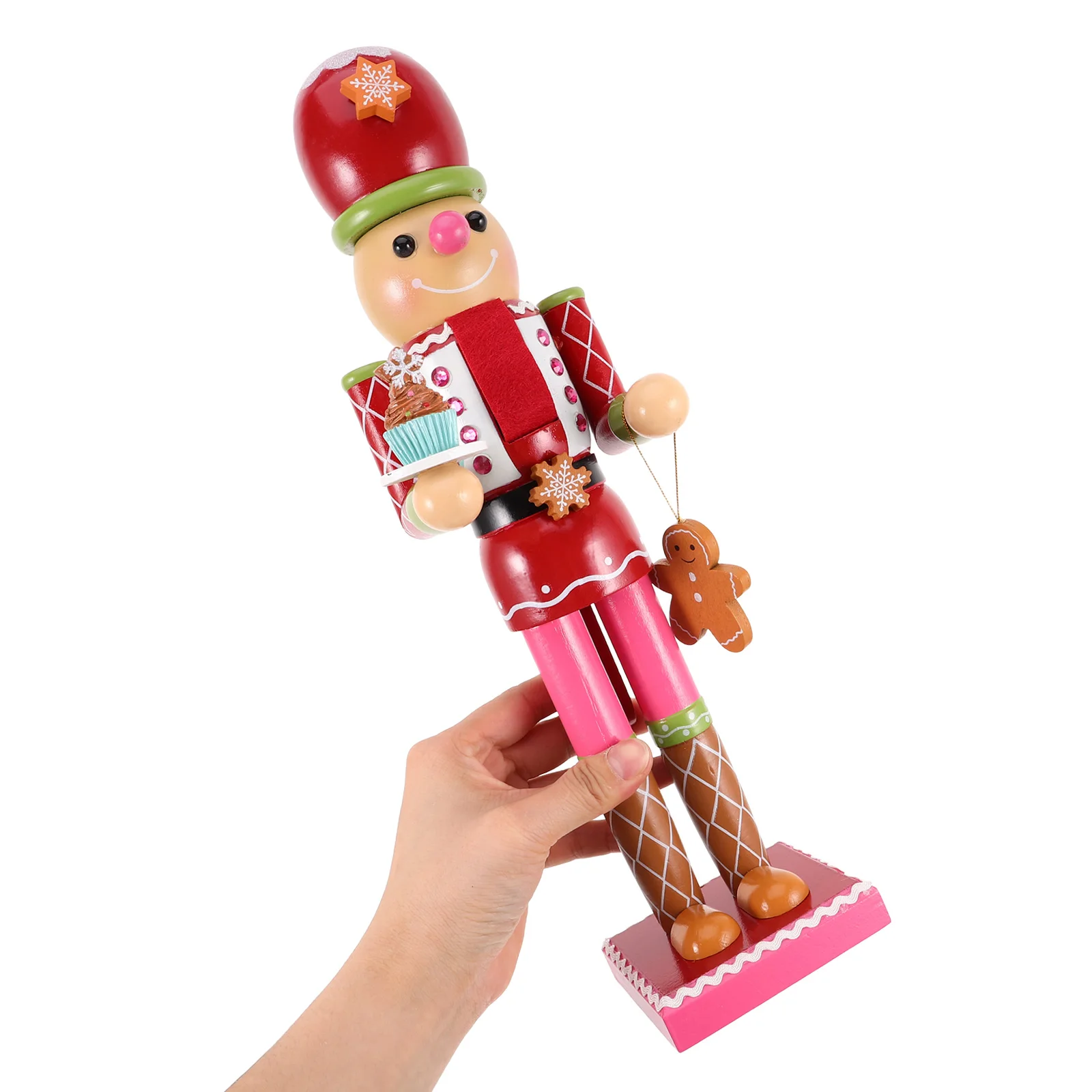 

European Style Home Decor Gingerbread Man Nutcracker Soldier Wooden Figurine Craft Christmas Ornament Traditional Toy Model