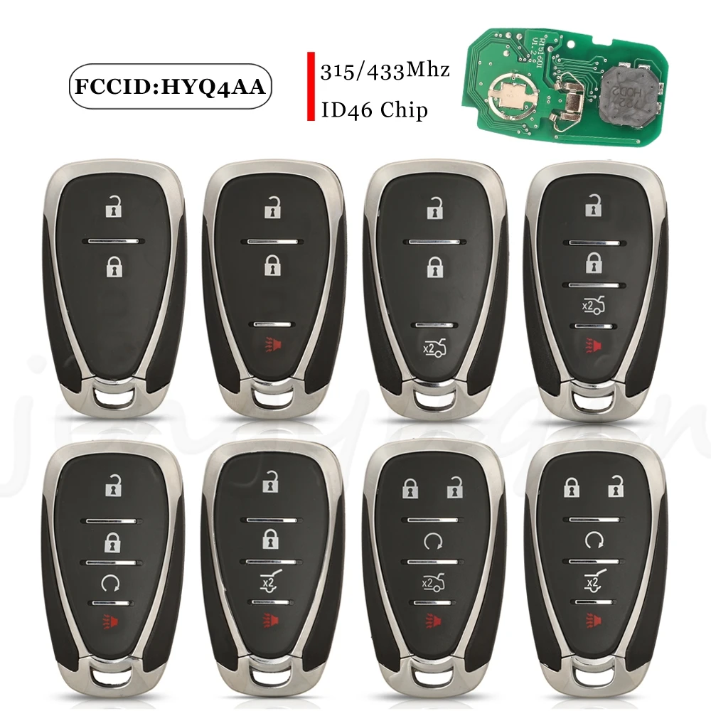 

Jingyuqin 5pcs Remote Car Key HYQ4AA HYQ4EA 315/433Mhz ID46 Chip For Chevrolet Blazer Camaro Cruze Malibu Equinox Spark Trax