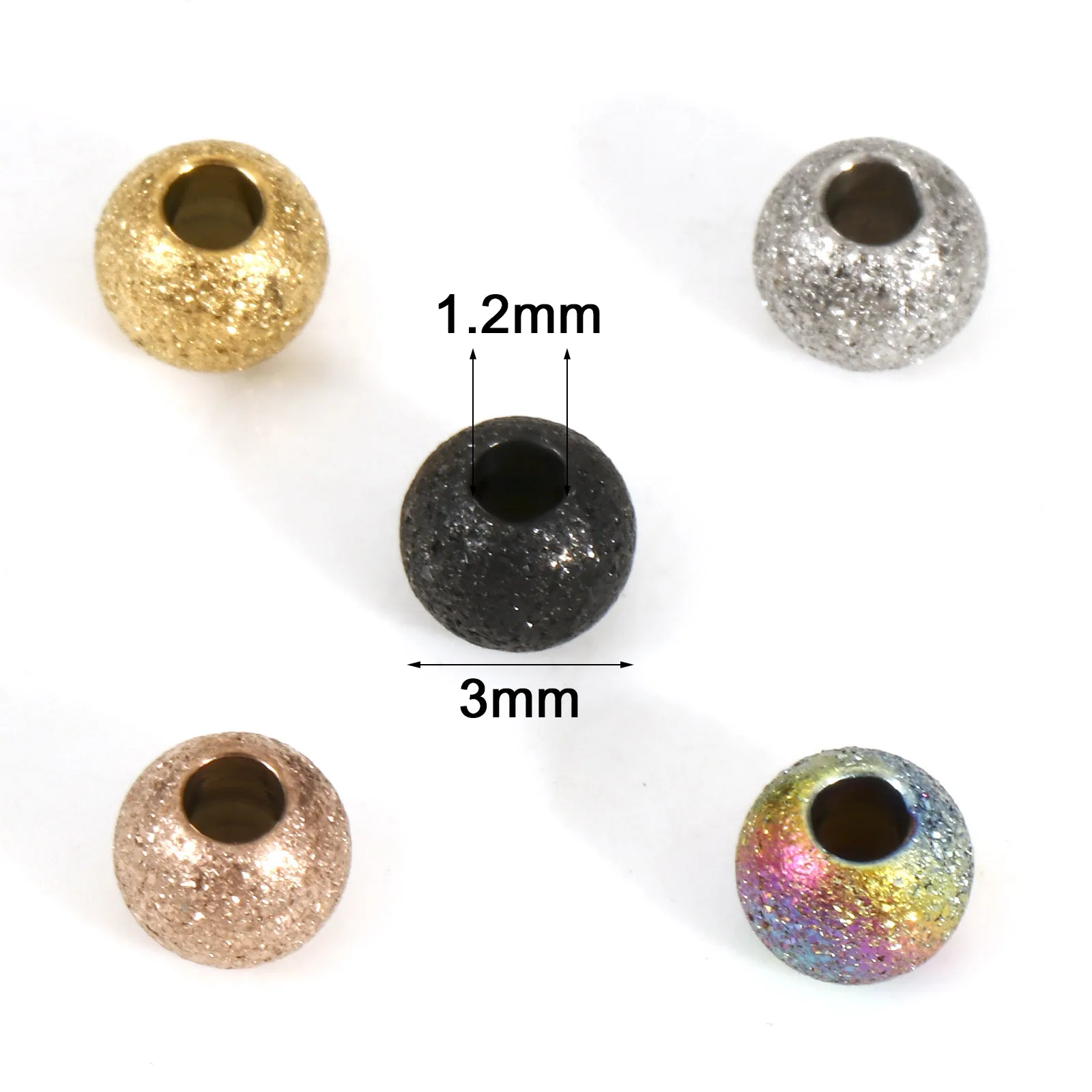 3 4 5 6 8mm Multicolor Stainless Steel Beads Round Frosted Seed Beads DIY Jewelry Making Bracelets Women Jewelry Accessories