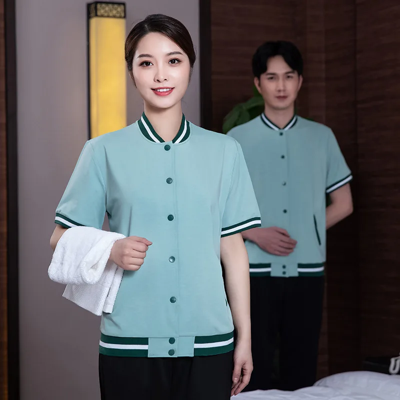 Hotel Property Cleaning Work Uniform for Women, Short Sleeve Summer Guest Room Attendant Cleaning Auntie Autumn Winter Cleaning