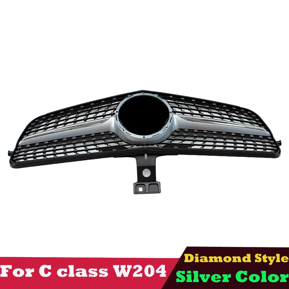 Diamond Radiator Front Bumper Mesh Hood Grille Gril for Mercedes C Class W204 C200 C250 C300 C350 2007-2014 Sedan and Coupe view 3