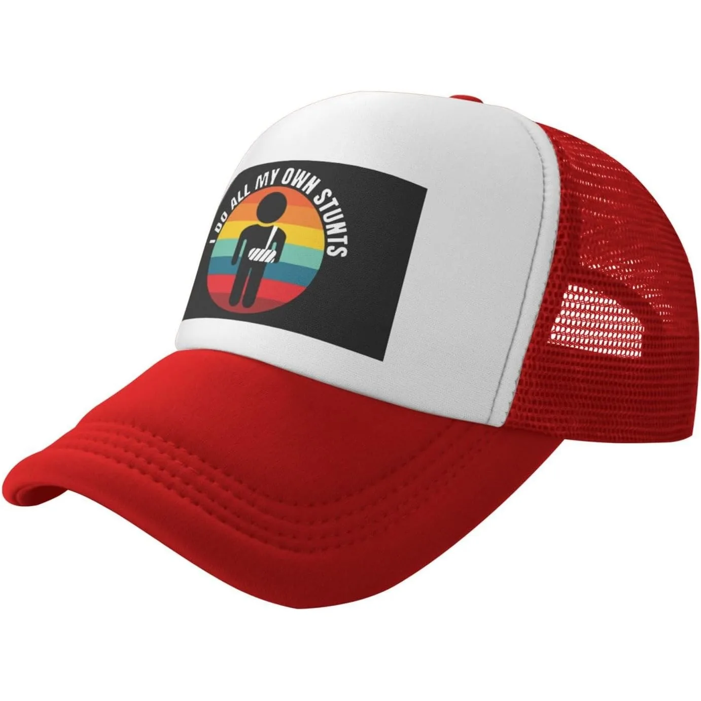 I Do All My Own Stunts Broken Arm Graphic Trucker Hat Mesh Snapback Cap Adjustable Outdoor