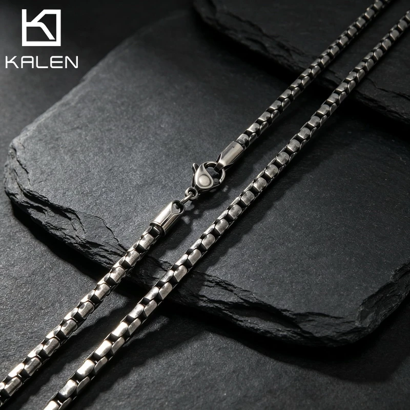 KALEN Vintage Punk Stainless Steel Men's Necklace Urban Casual Men's Collarbone Chain Trendy Fashion Jewelry Graduation Gifts