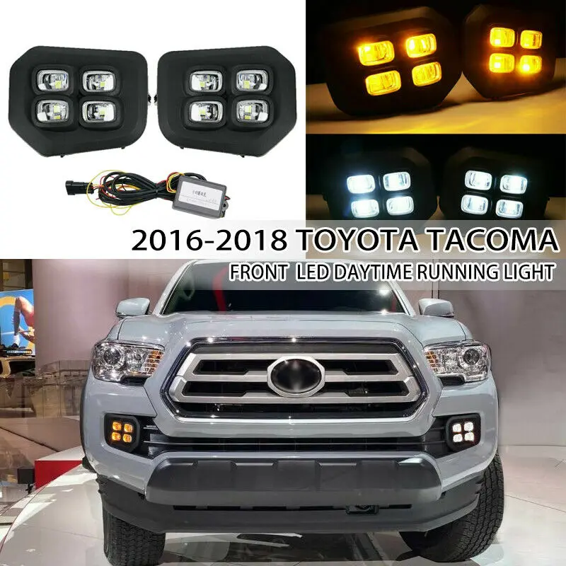 

Для 2016-2021 Toyota Tacoma 4-глазый стиль двухцветные противотуманные фары лампы DRL светодиодные фары