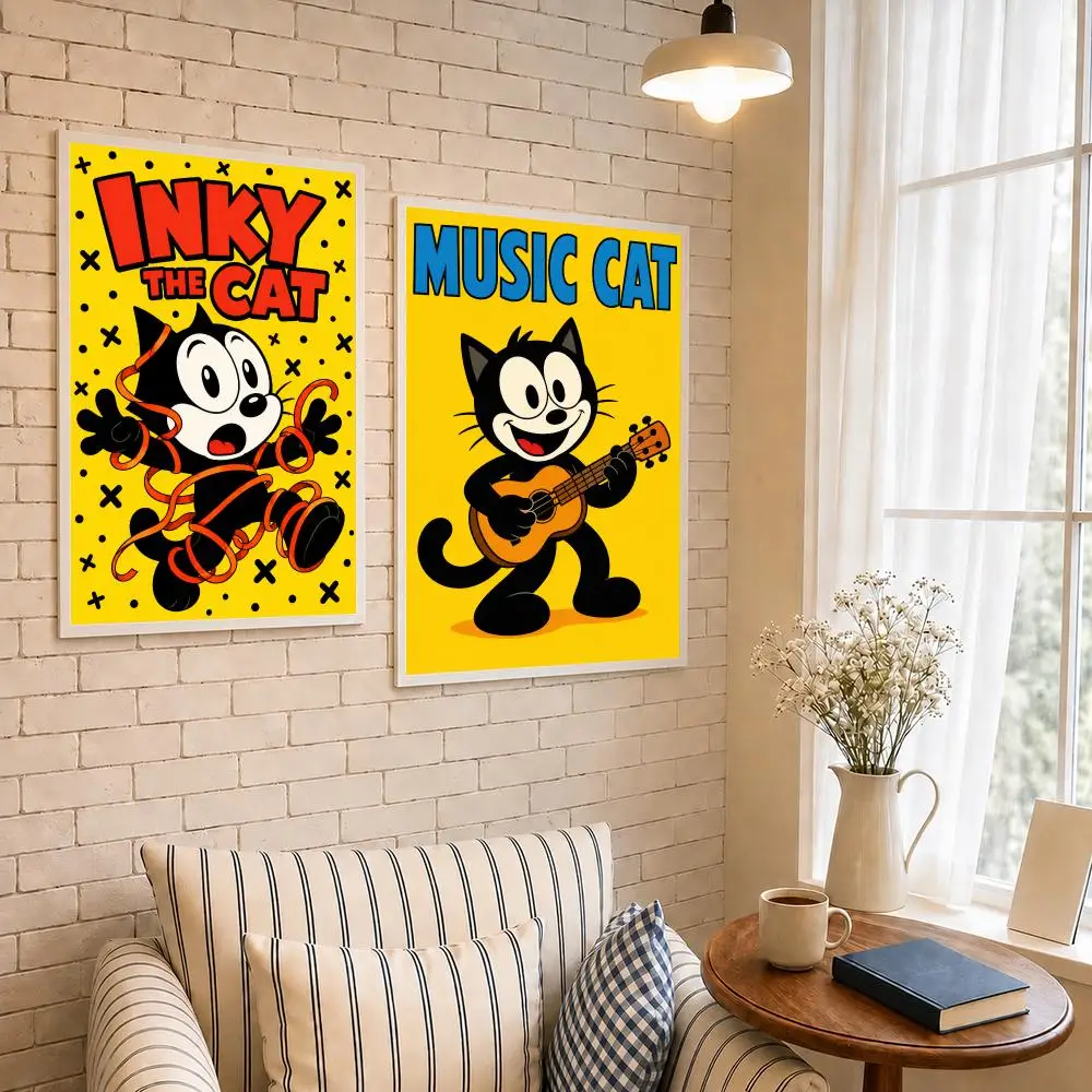Character F-Felix the Cat Poster PP Self-Adhesive Waterproof Wall Decor for Bedroom,Living Room,Dorm,Bar Aesthetic Decor Gift