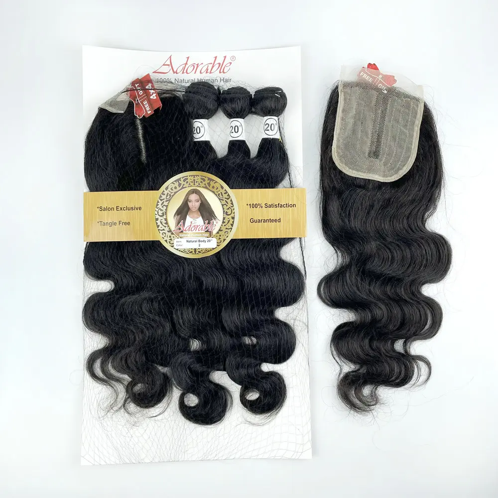 Adorable   Animal Mix Synthetic Hair Body 3+1 With T Part Lace Closure ,  extensions Full Pack Solution