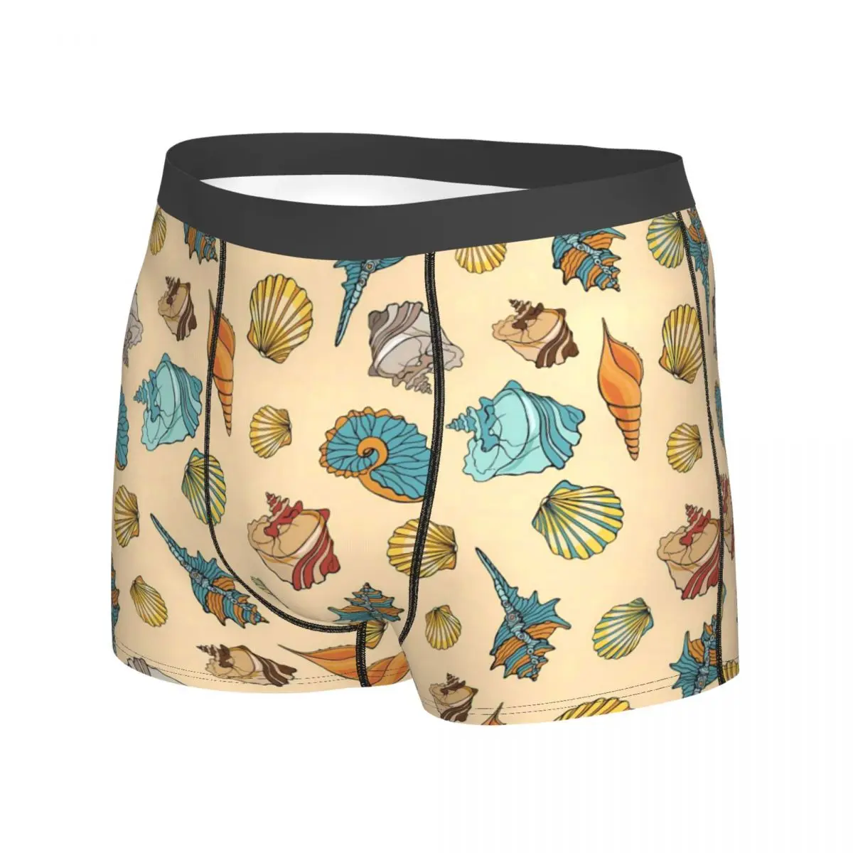 Cute Sea Shells Underwear Animal Print 3D Pouch Hot Trunk Printing Shorts Briefs Breathable Males Underpants Plus Size 2XL