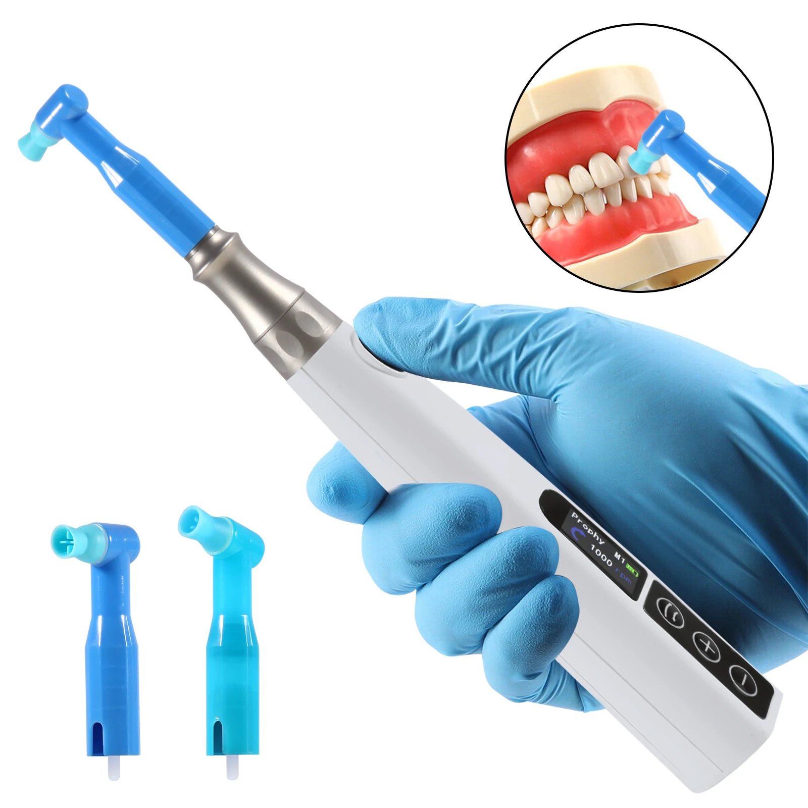 

4:1 Dental Hygiene Prophy Handpiece LCD Screen Electric 360° Swivel+2 Prophy Angles