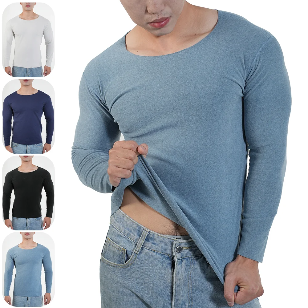 Thermal Underwear Man Long Sleeve Base Layer T-shirts Crew Neck High Elasticity Tee Autumn Winter New Mens Thermal Undershirts