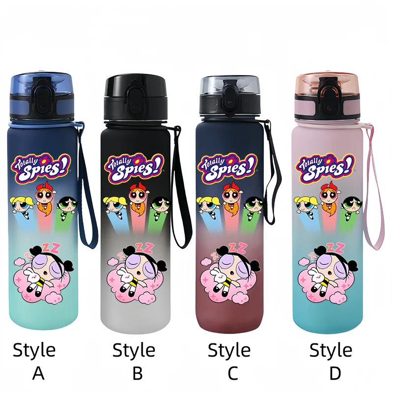 جديد 650 مللي كوب ماء رياضي رائع للغاية للفتيات من Powerpuff بسعة كبيرة كوب أنيمي محمول هدية العيد #3