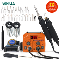 YIHUA 939DII Adjust Temperature Electric Soldering Iron Station 250~750℃ Dual Carving Pyrography Pen Wood Embossing Burning Tool