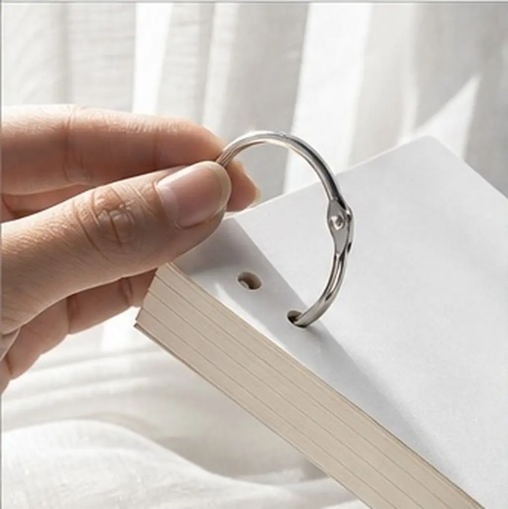 10pcs Loose Leaf Binder Rings Metal Silver 4.5Cm Keychain Clips For Photo Paper Memo Files Book Holders Scrapbooking Storage