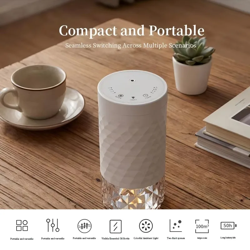 Rechargeable Waterless Nebulizer Aroma Diffuser, Standalone Home Scent Machine