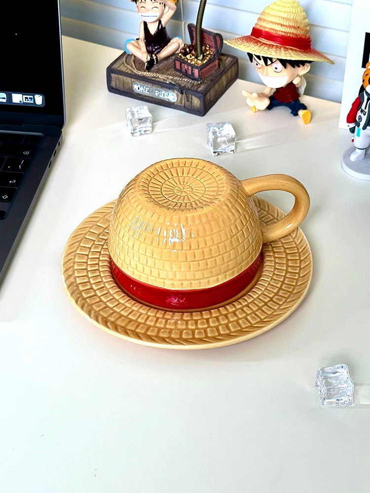 in stock One Piece ASL hat Ceramic cup Ace Luffy Saab Cartoon mug Cute cup Decoration Collection handmade ceramic cup gifts