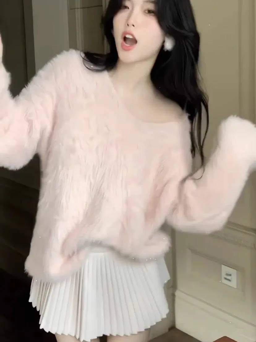 

Sweaters Jumpers Pullovers Womens Oversize Sweater Woman Female Knitted Top Short Sleeve Knit High Stretch Gyaru Style Street BF