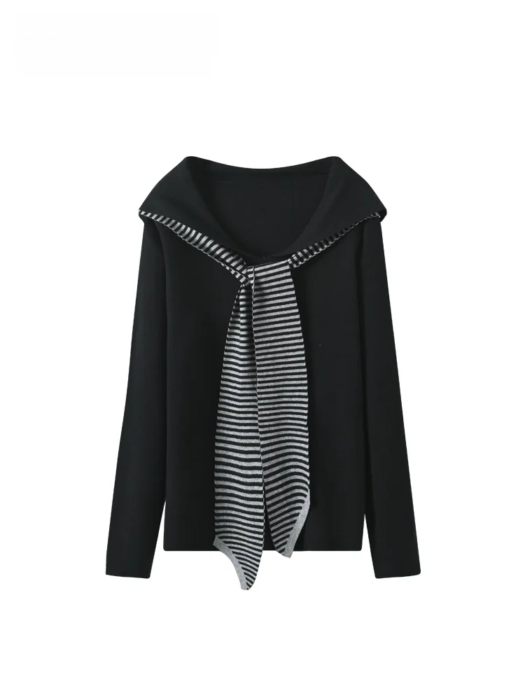 

Cara CLUB plus Size Knitwear Long Sve Navy Collar Women's Spring Faionable Age-Defng College Sle Top for Plump Sister