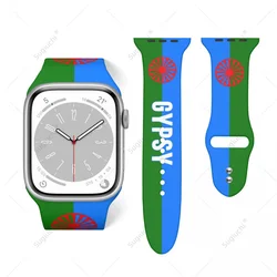 Apple Watch Band Ultra 2 용 Romani 3D 스트랩의 유니섹스 Rom 집시 깃발 Iwatch Series 9 8 7 6 SE 5 4 용 실리콘 시계 밴드