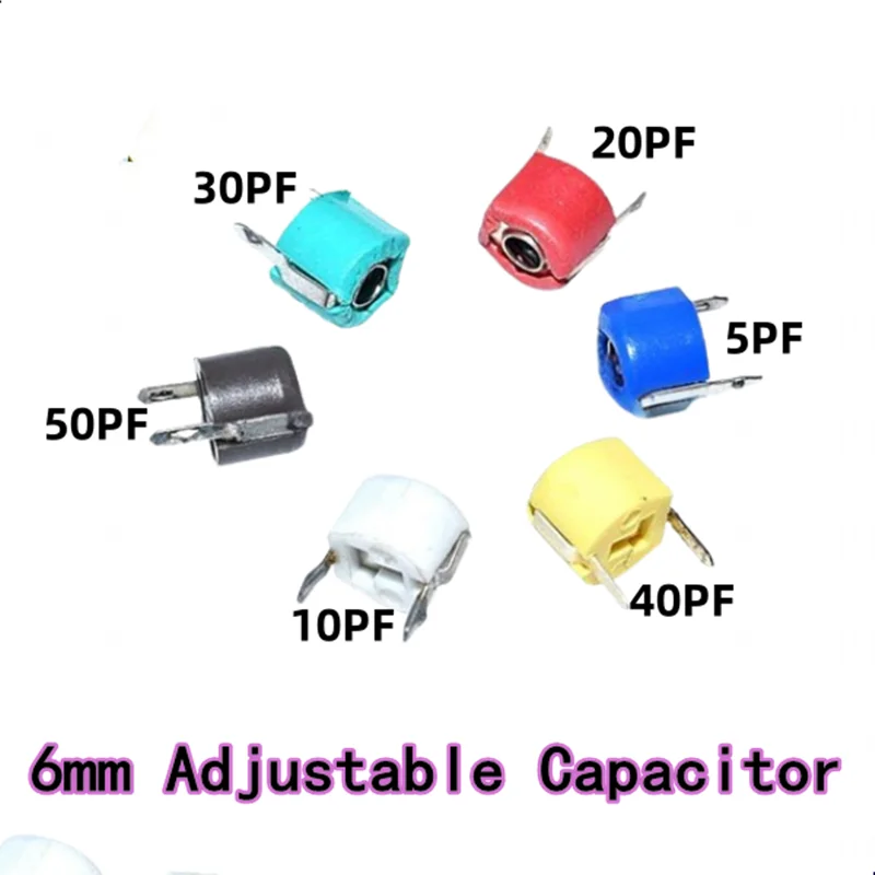 10pcs Adjustable Capacitor 6mm 5P 10P 20P 30P 40P 50P 60P 70P 120P Plastic Trimmer 5PF 10PF 20PF 30PF 40PF 50PF 60PF 70PF 120PF