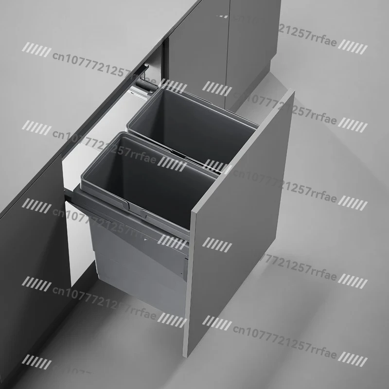 Kitchen soft-close trash can, sink, trash can, built-in cabinet, pull out trash can under the sink