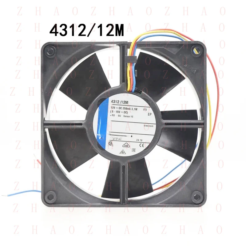 L+ for Ebmpaps Low-Energy Axial flow Fan 4312/12M 12VDC 2.8W 120*120*32mm radiator