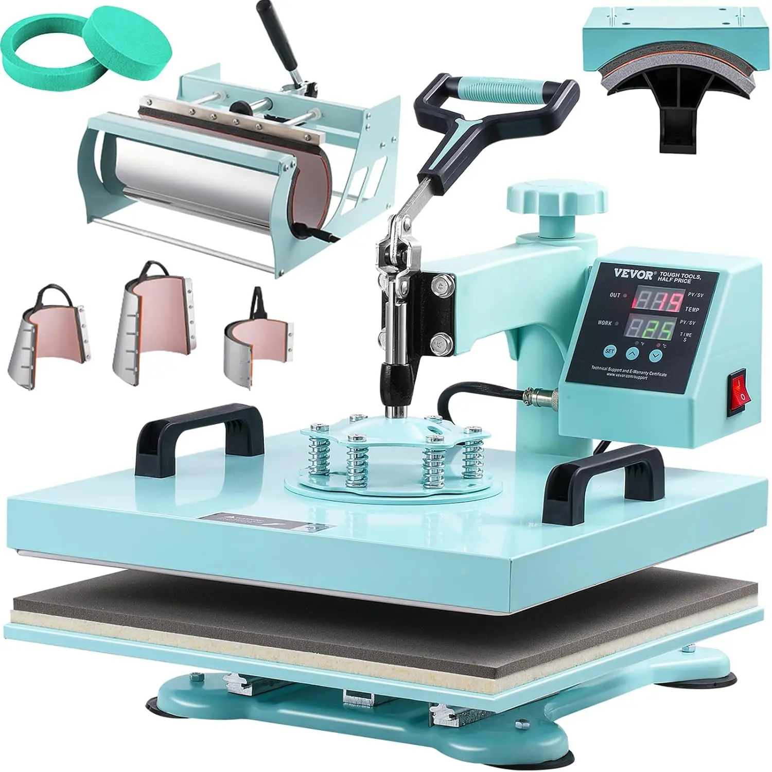 

Термопресс 15x15 Комбинированный 8 в 1, стакан-пресс на 30 унций и пресс для шляп, сублимационная машина с выдвижным термопресом для футболок