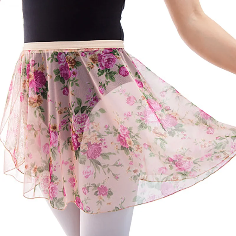 Falda de Ballet para mujer, con estampado Floral de tul tutú, envoltura de gasa para niña, cintura elástica, gran oferta, envío gratis