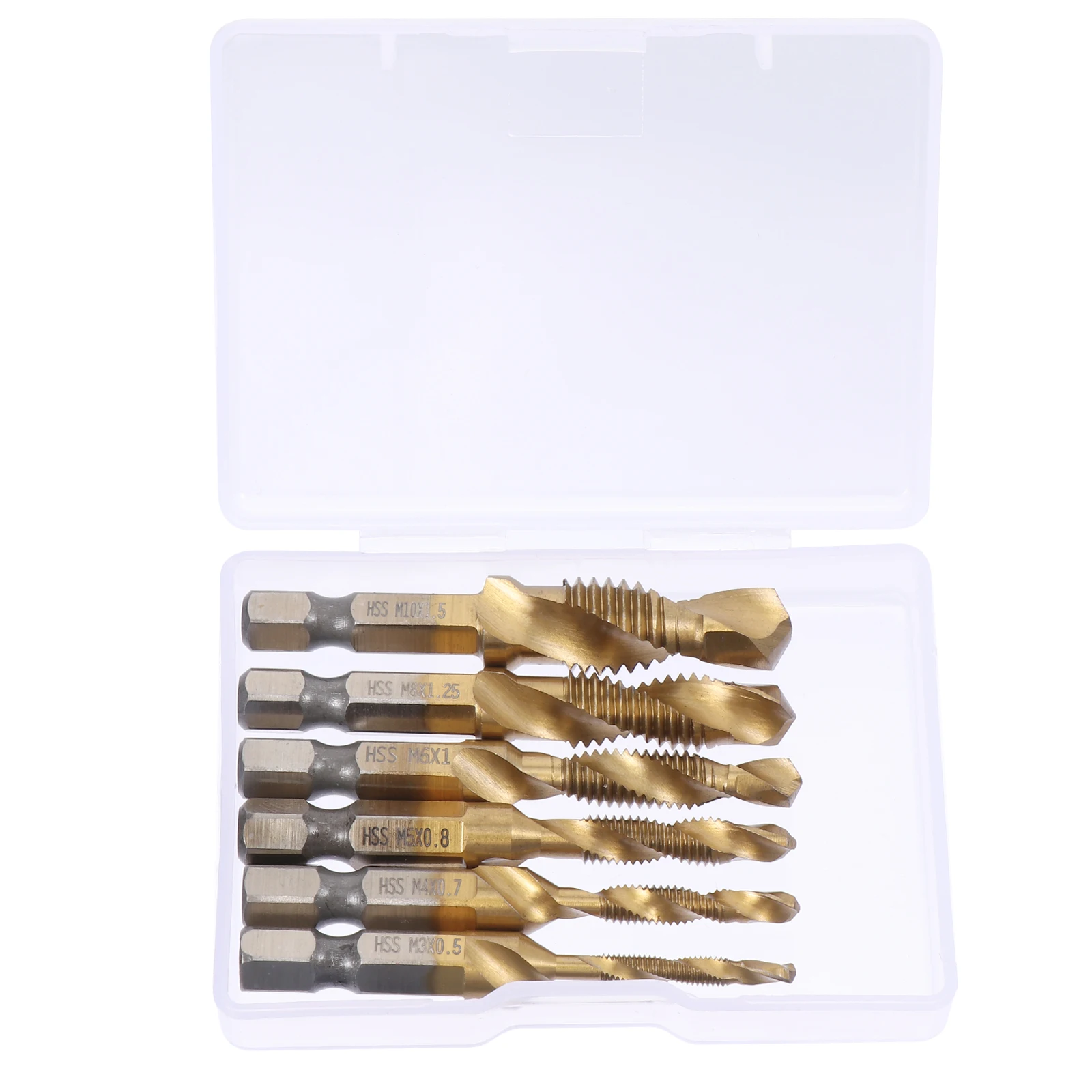 

6pcs Drill Tap Bit Steel High Precision Metric System Hexagon H Tool Masonry Work Composite Tap Metal Drilling