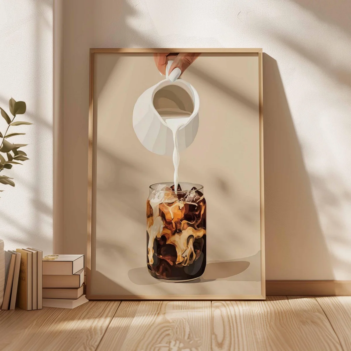 Iced Coffee Canvas Print Poster Modern Neutral Coffee Minimalism Art Prints Living Room Kitchen Cafe Wall Art Home Decor Poster