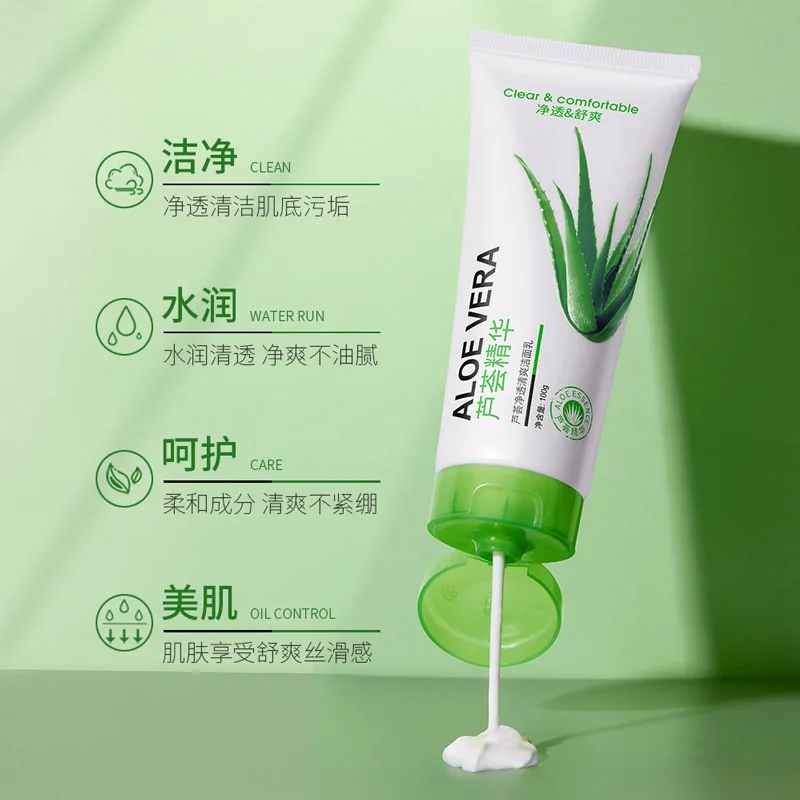 Aloe Vera Clear Refreshing Facial Cleanser Idratante Cleanser Mild Facial Care Prodotto schiuma Facial Cleanser