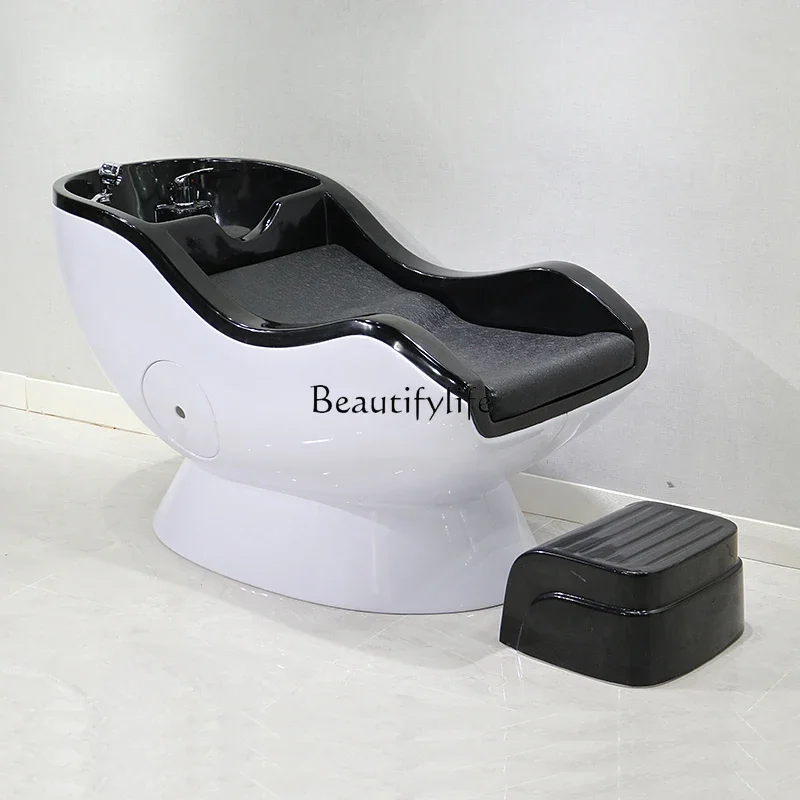 High-End Barber Shop Minimalist Japanese Style Shampoo Chair Hair Salon Retro Lying Half Flushing Bed