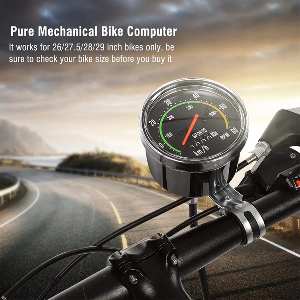 Waterproof Bicycle Bike Speedometer Analog Mechanical Odometer with Hardware Fitted for 26/28/29/27.5 Inch Bicycle