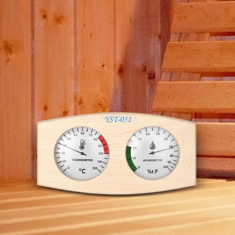 

E15A Strong Metal Base Sauna Environment Gauges with Pine Frame & Glass Face