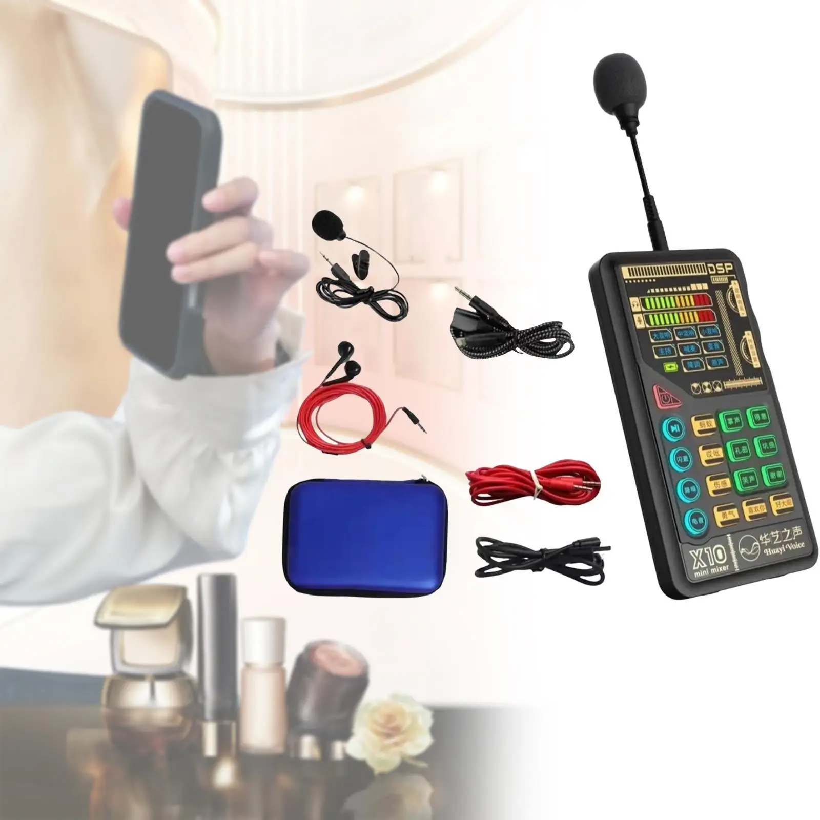 

Digital Sound Card Multiple Sound Effects Lossless Transmission Audio Interface for Podcasting Music Recording Phone Streaming