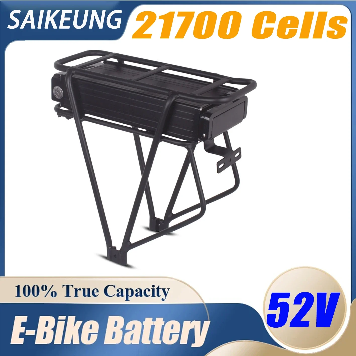 Ebike Battery Pack 48v 52v 36V 20 24 25 30 40 50ah 100A BMS Bafang 750W 1500W 3000W 21700 Cells Powerful Rear Rack BBS02 BBSHD