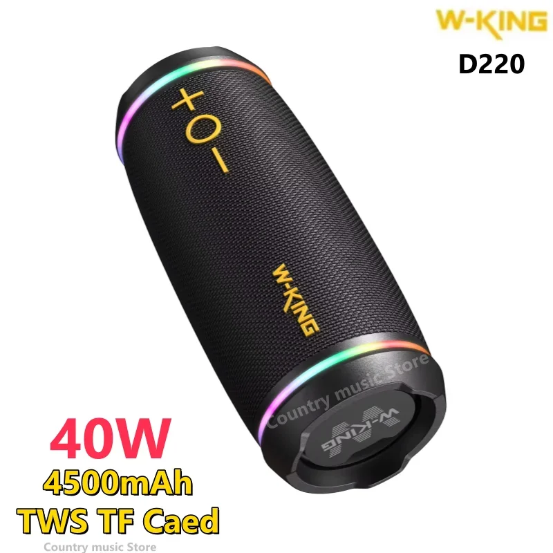 W-King D220 Subwoofer portatile impermeabile Festa in famiglia Alpinismo all'aperto Campeggio Altoparlante Bluetooth 40W Potenza Caixa De Som