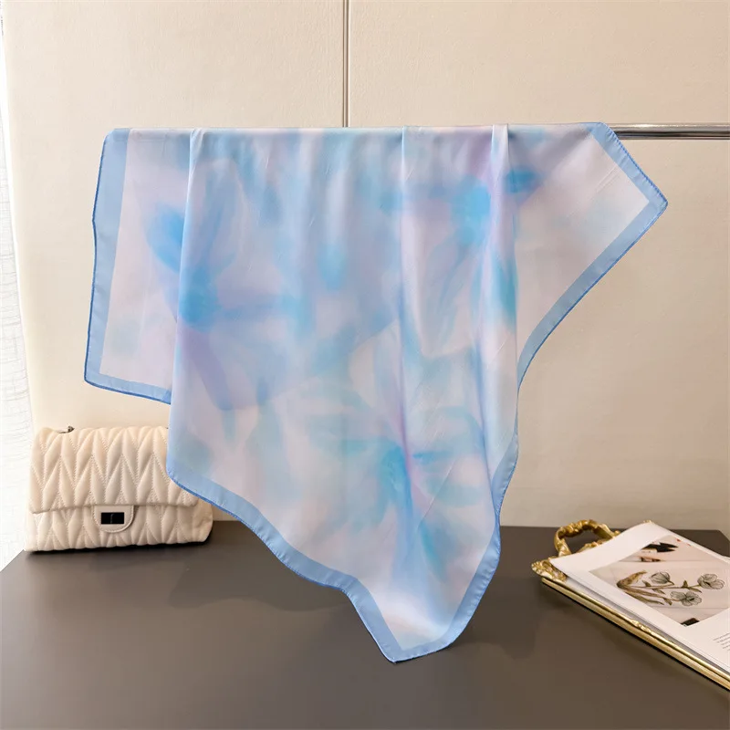 

Элегантный женский шарф с квадратным принтом 70 см, шелковые атласные шарфы, шаль, дизайнерская повязка на голову, хиджаб, бандана, накидка, Bufanda, женский платок