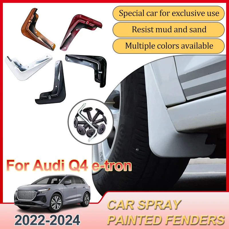 

4PCS Car Fender For Audi Q4 e-tron Accessories 2022-2024 Mud Flaps Splash Guard Mudguards Baking Paint Mudflaps External Parts