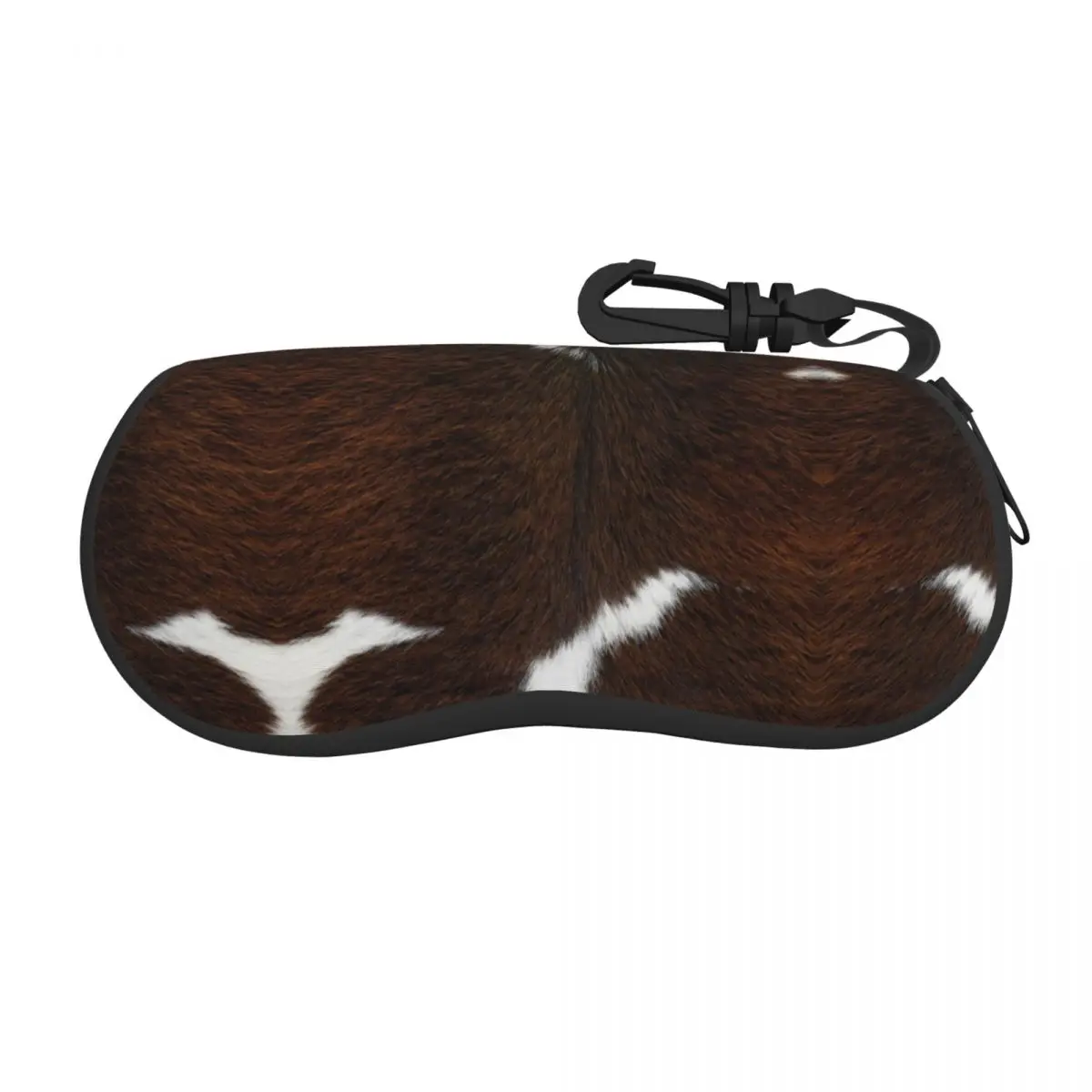 Cow Fur Cowhide Texture Print Sunglasses Case Neoprene Zipper Animal Skin Leather Shell Eyeglass Case Protective Box For Glasses