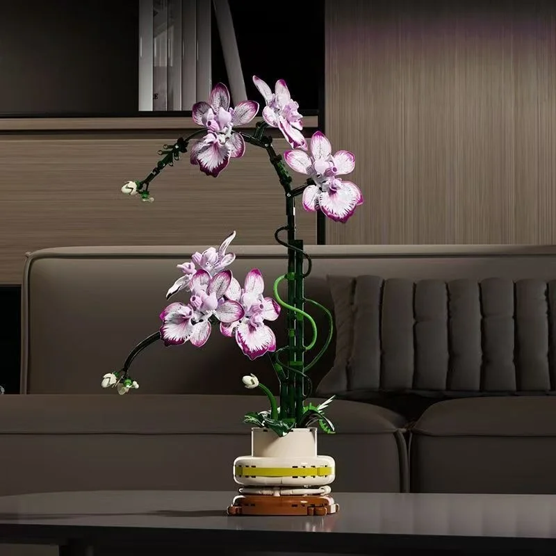 

Creative Orchid Cymbidium Eternal Flowers Potted Plant Building Blocks Simulation Phalaenopsis DIY Bricks Toys Valentine's Gift