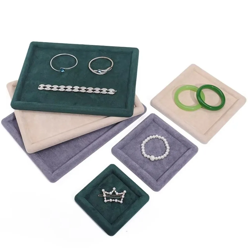 DIY Velvet Jewelry Display Tray Solid Color Luxury Showcase Organizer Exquisite Blank Box Jewelry Storage Tray Photo Props