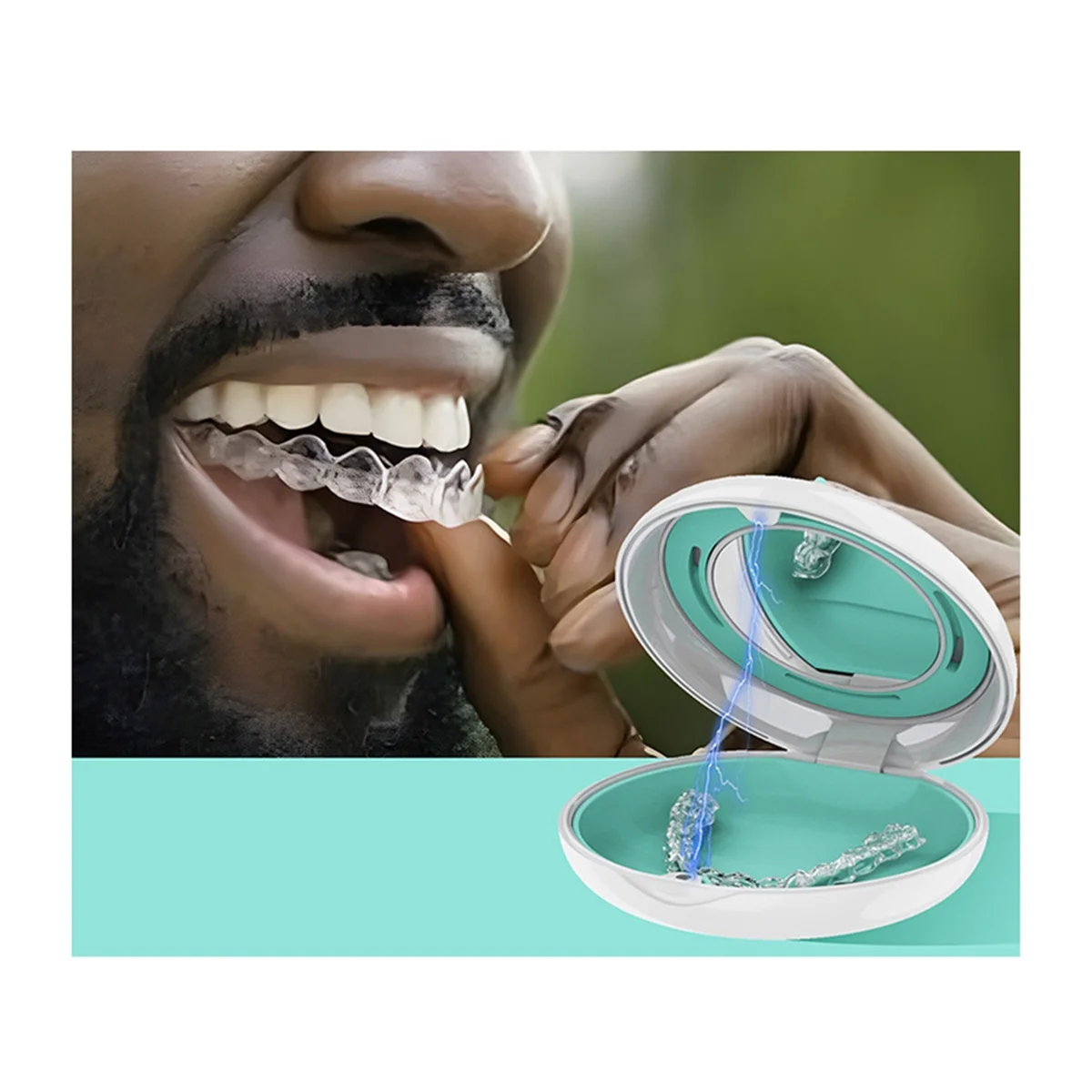 Custodia per apparecchi ortodontici Scatola di fermo per apparecchi ortodontici con specchio Protezione per la bocca Custodia per allineatore per protesi Igiene orale Organizzare B