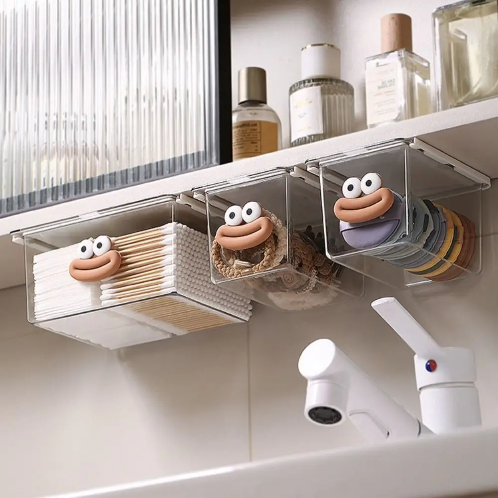 Transparent Under Table Storage Drawer Large Capacity Space Saving Drawer Storage Box Visible Punch Free Pull Out Storage Rack