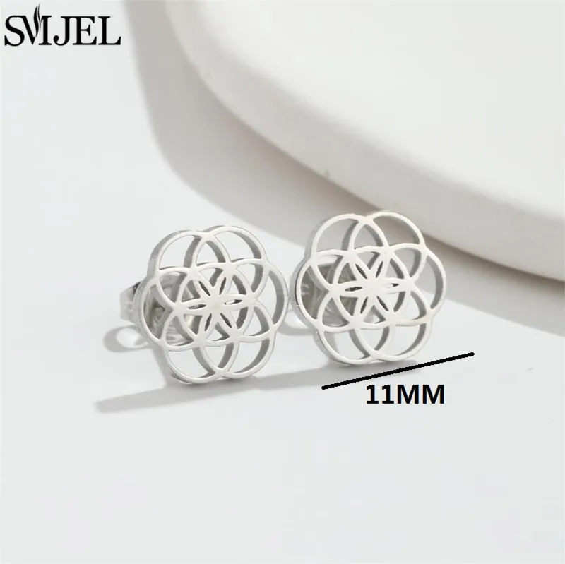 Fashion Cute Datura Flower Ear Stud Earrings For Women Stainless Steel 3 Stars Leaves Boots Girls Piercing Earings Jewelry Gifts